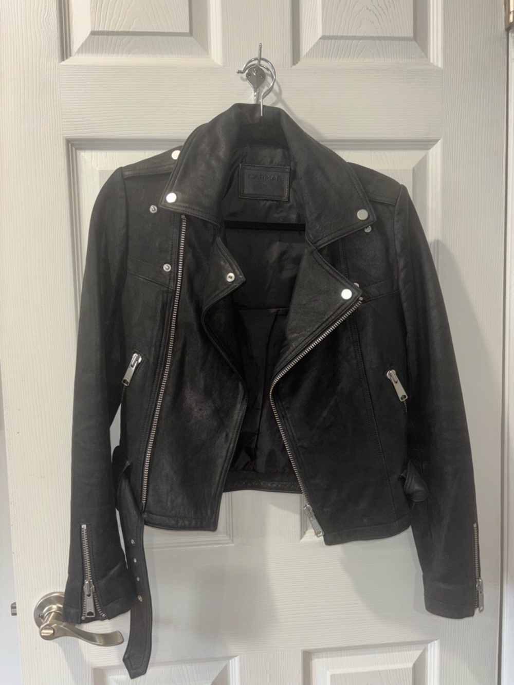 Carmar Black Leather Moto Jacket